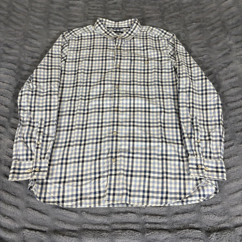 The North Face Mens XL Blue Gingham Plaid Long Sleeve Button Front Shirt AR617